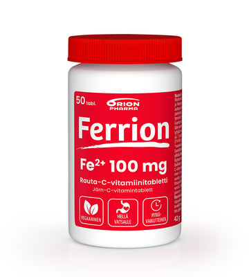 Ferrion 100 mg vahva ja pitkävaikutteinen rautavalmiste -Eri pakkauskokoja