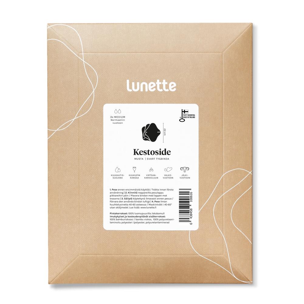 Lunette Kestoside Medium, musta 3 kpl