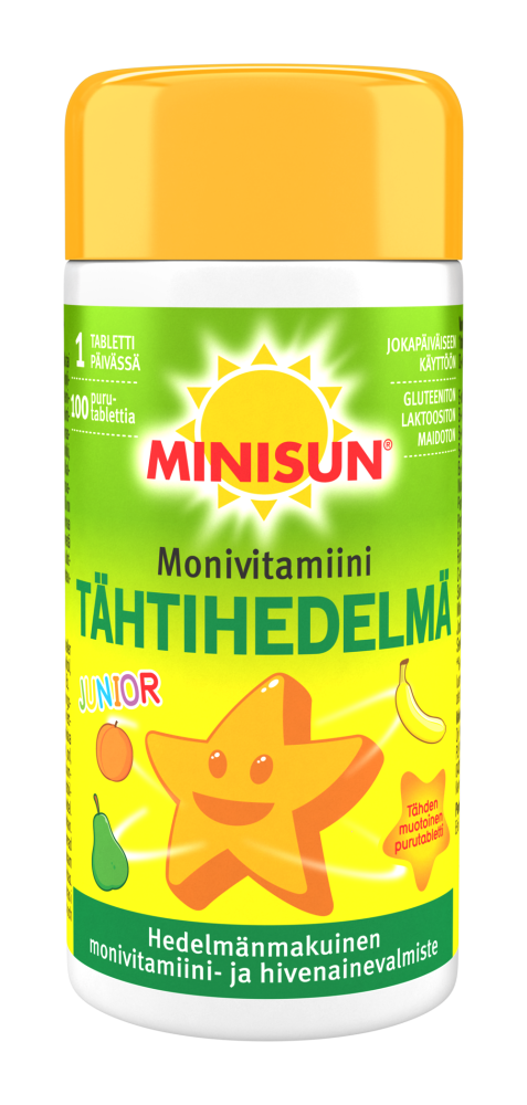 Minisun tähtihedelmä monivitamiini junior 200 tbl Huom! Päiväys 28.1.2026