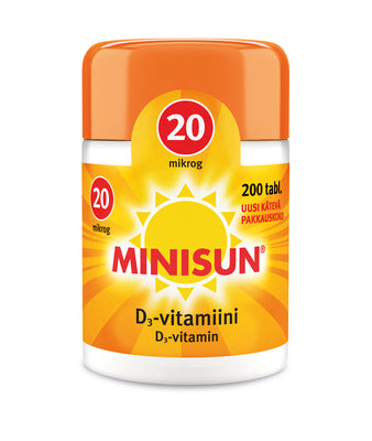 MINISUN D-VITAMIINI 20 MIKROG 200 tbl