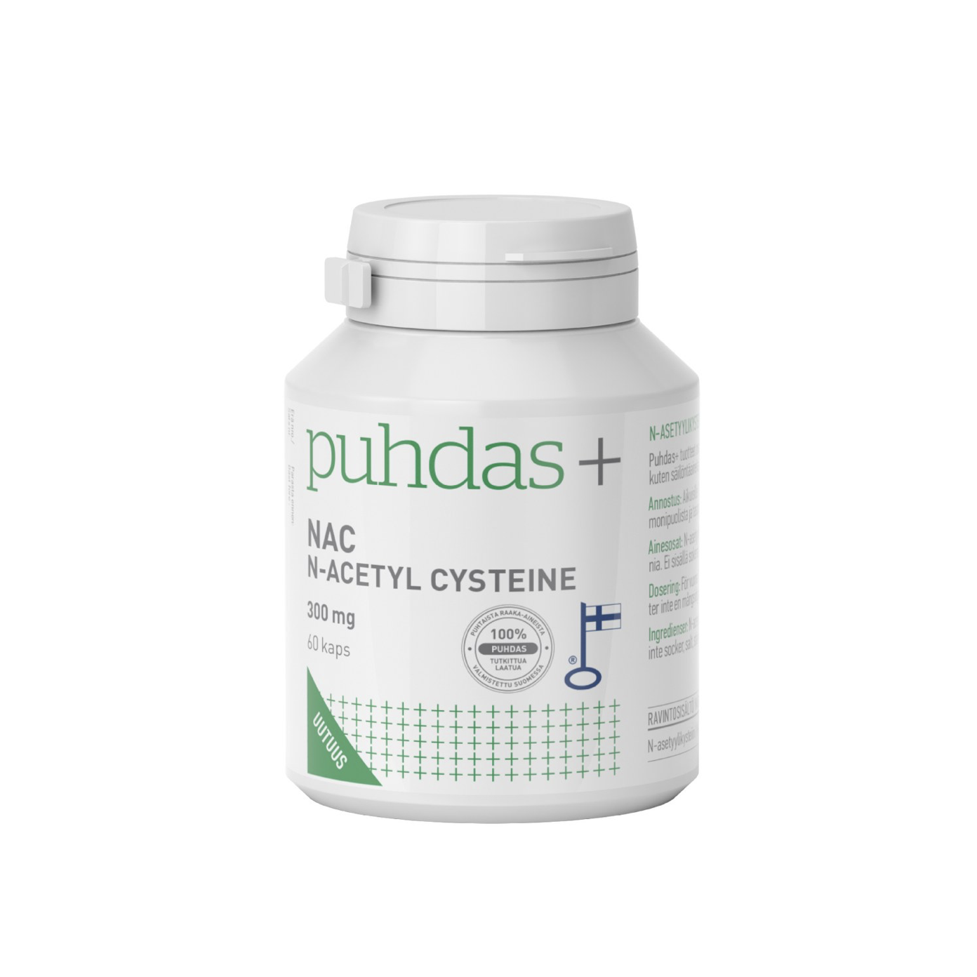 Puhdas+ NAC N-asetyylikysteiini 300 mg 60 kapselia