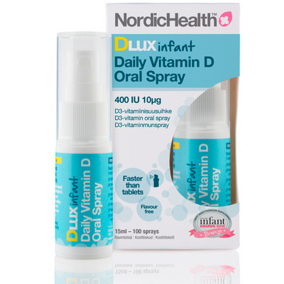 Nordic Health DLux Infant D3-suihke vauvoille 10 mikrog 15 ml 100 annosta