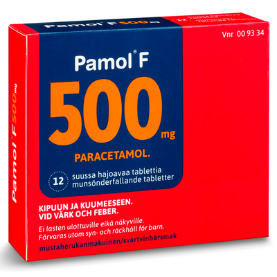 Pamol F 500 mg -suussa hajoavat tabletit 12 kpl, mustaherukanmakuinen