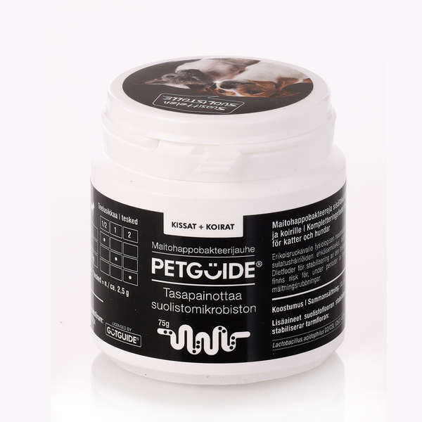 AIKA Petguide Synbiotic (ent. Petguide suolisto)75 g -suolistomikrobiston tasapainottamiseen kissoille ja koirille Eri pakkauskokoja