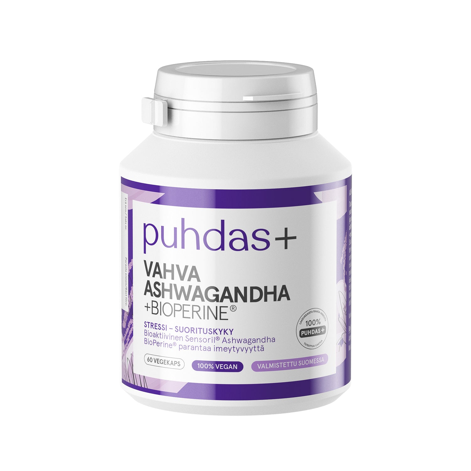 Puhdas+ Vahva Ashwagandha + Bioperine 60 kapselia