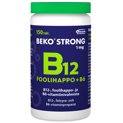 Beko Strong B12+foolihappo+B6 nieltävä tabletti - eri kokoja
