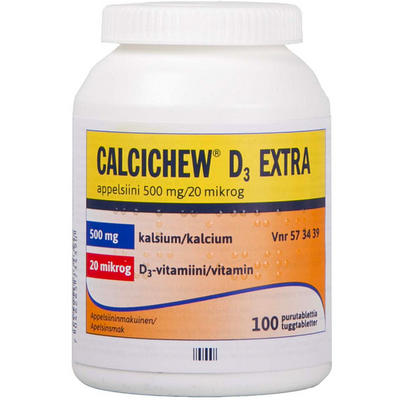 Calcichew D3 Extra appelsiini 500 mg/20 mikrog -purutabletti