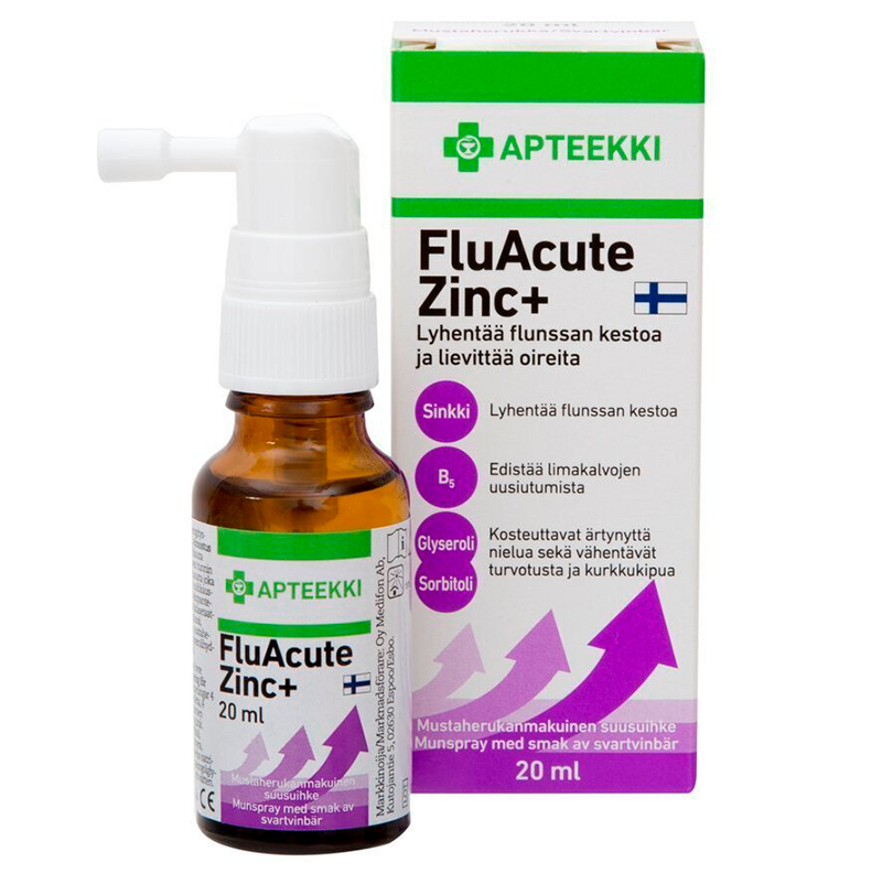 Apteekki FluAcute Zinc+ mustaherukka