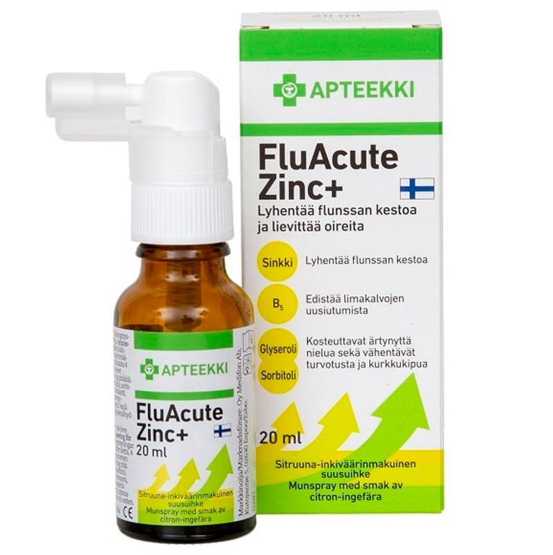 Apteekki FluAcute Zinc+ Sitruuna-inkivääri
