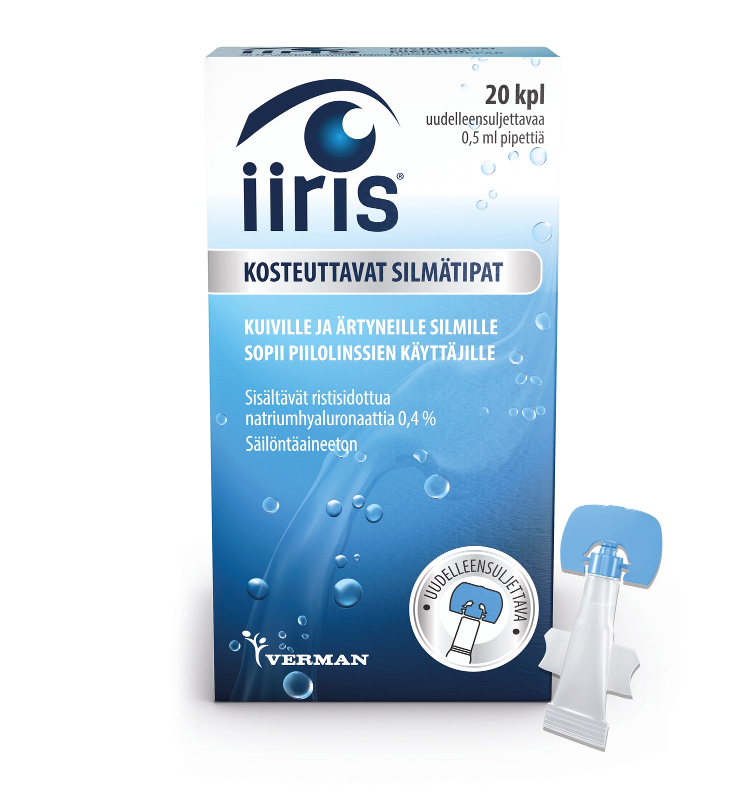 Iiris silmätipat - uudelleensuljettavat pipetit 20x0,5 ml