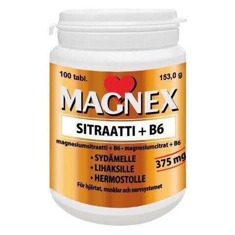 Magnex Sitraatti 375mg + B6 100 tabl