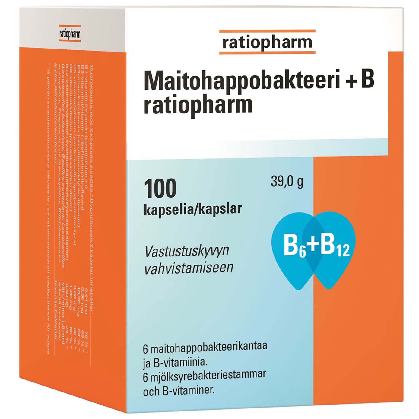 Maitohappobakteeri + B ratiopharm 100 kapselia