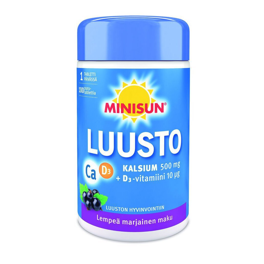 MINISUN KALSIUM + D 10 MIKROG MARJAINEN 100 tabl