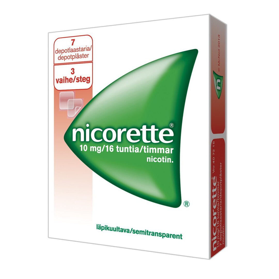 Nicorette depotlaastarit 10 mg/16 h (vaihe 3) 7 kpl