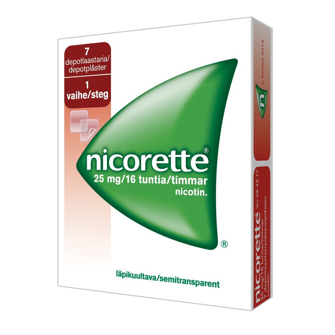 Nicorette depotlaastarit 25 mg/16 h (vaihe 1) - eri kokoja