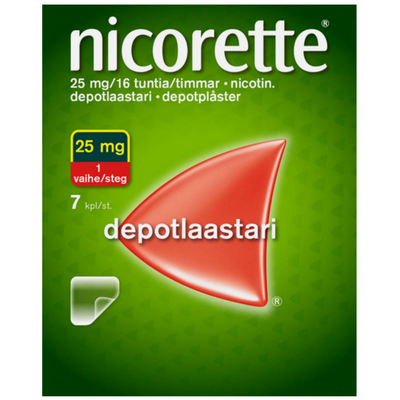 Nicorette depotlaastarit 25 mg/16 h (vaihe 1) - eri kokoja