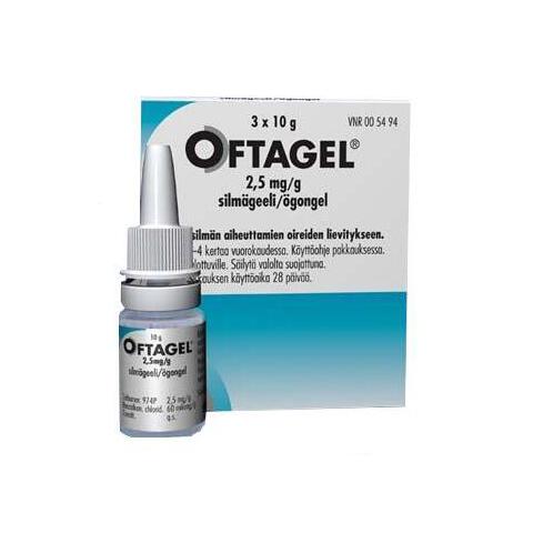 OFTAGEL 2,5 mg/g silmägeeli pullossa -eri kokoja