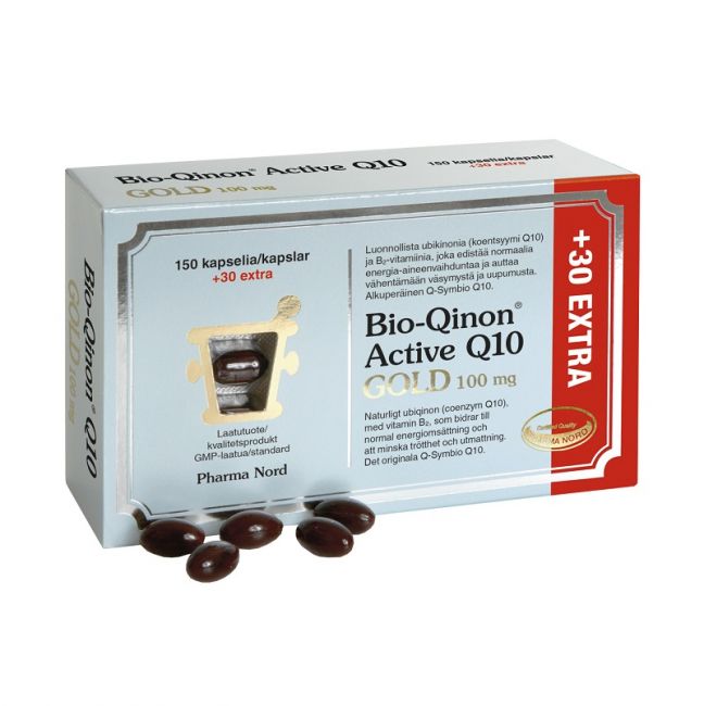 Bio-Qinon Active Q10 GOLD 100 mg - ERIKOISPAKKAUS 180 kaps.