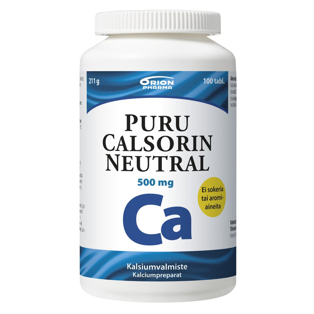 PURU CALSORIN NEUTRAL 500 mg 100 purutablettia - Apteekkiplus.fi