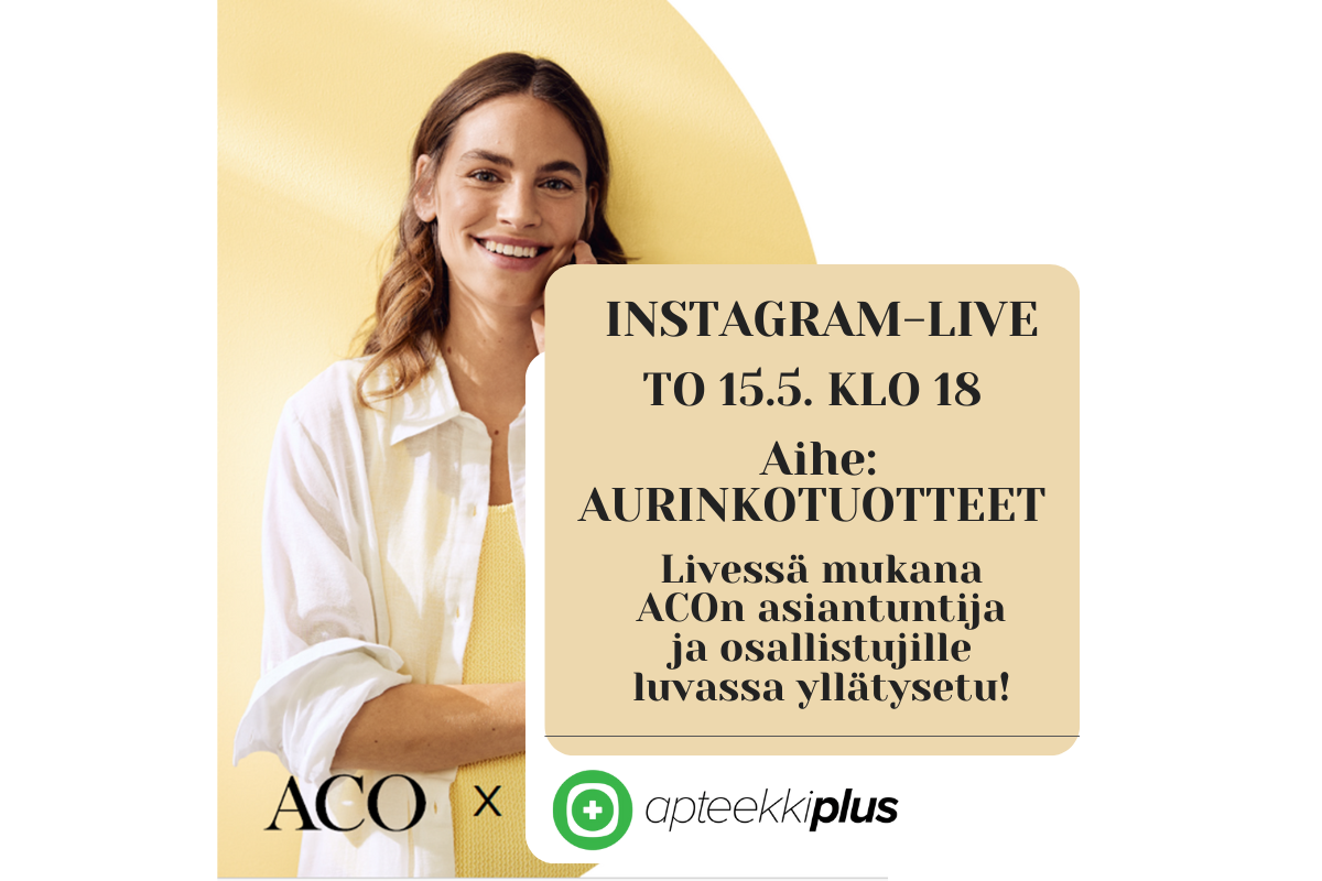 Katso ACO x APTEEKKIPLUS -aurinkoliven tallenne täältä!