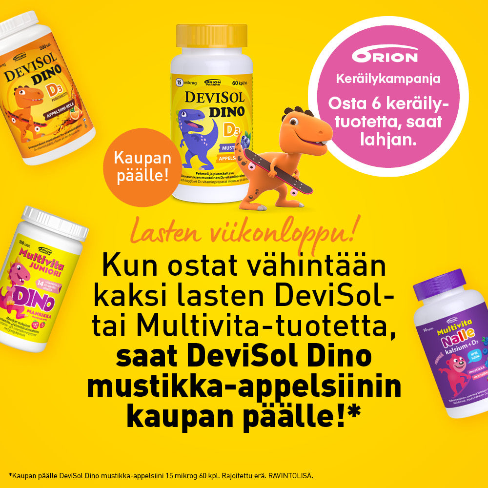 Lasten Superviikonloppu! Orionin lasten kampanjatuotteet -30 % ja lahja kaupan päälle!