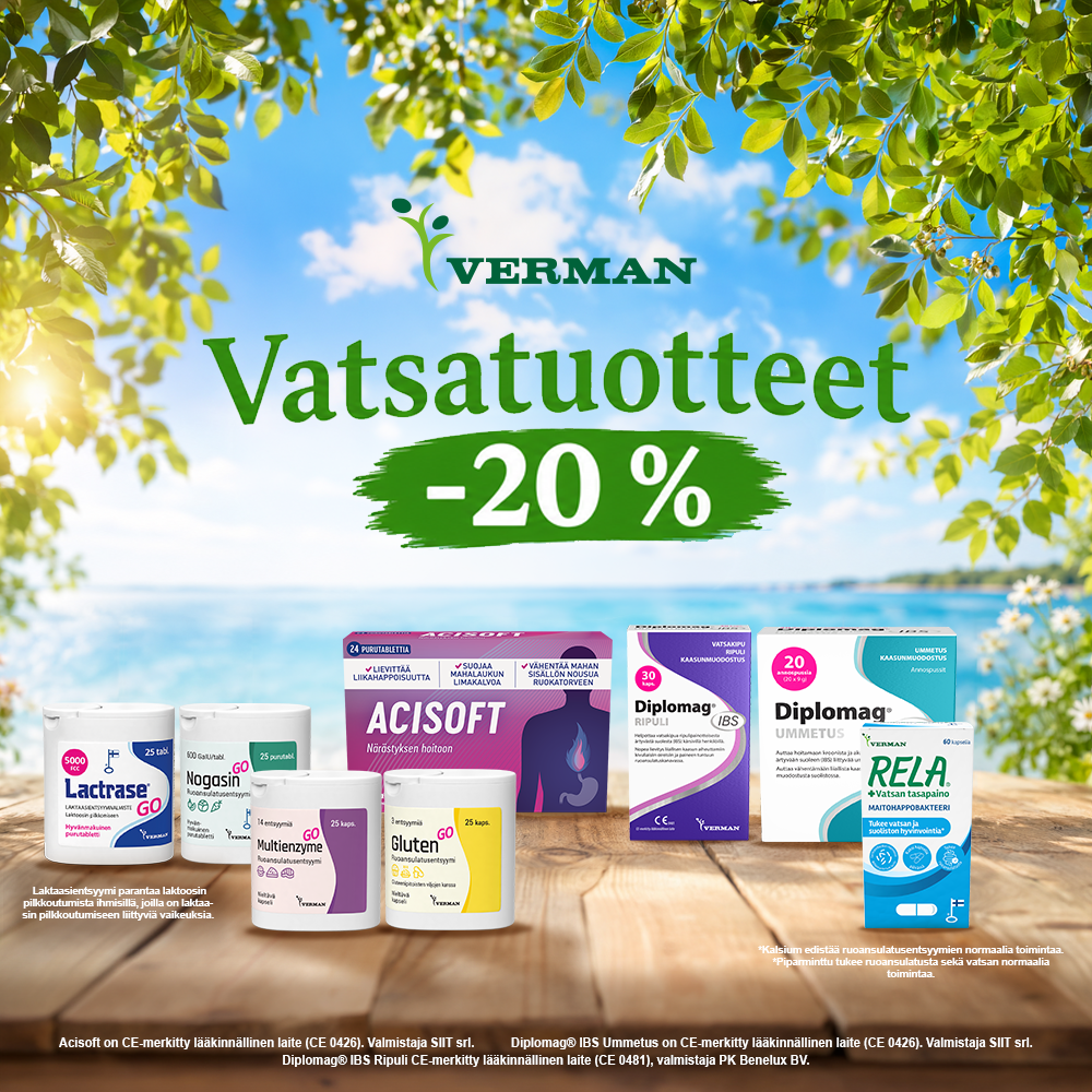 Helpotus Kesäoloon! Verman vatsatuotteita tarjouksessa