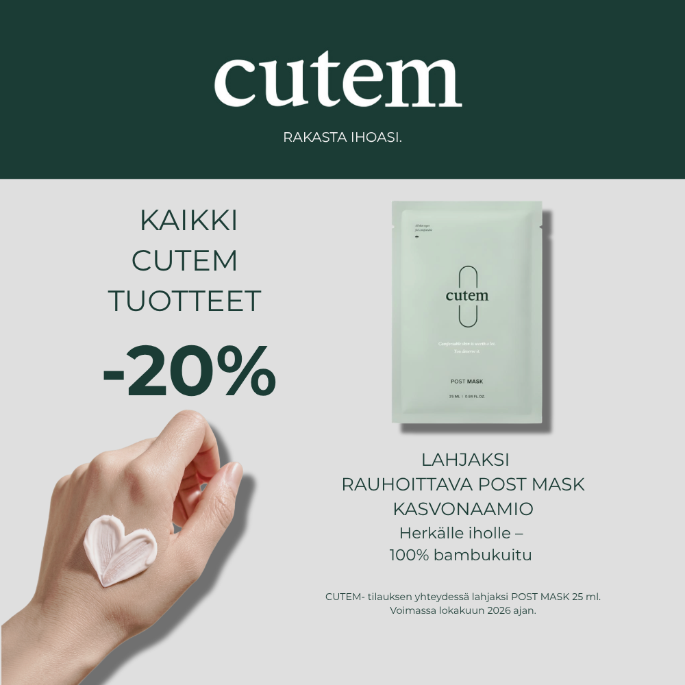 Cutem -20% + kasvonaamio kaupan päälle!