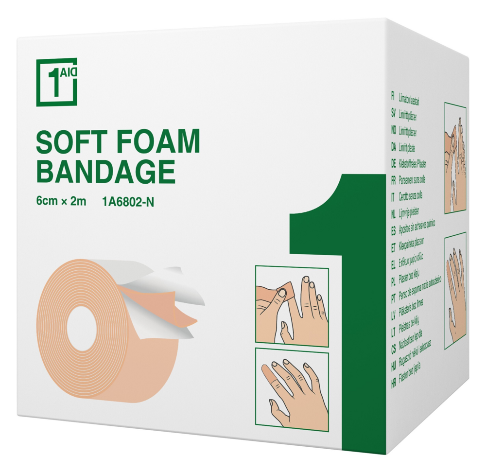 1Aid Soft Foam Laastari Beige 6cm x 2m 1 kpl