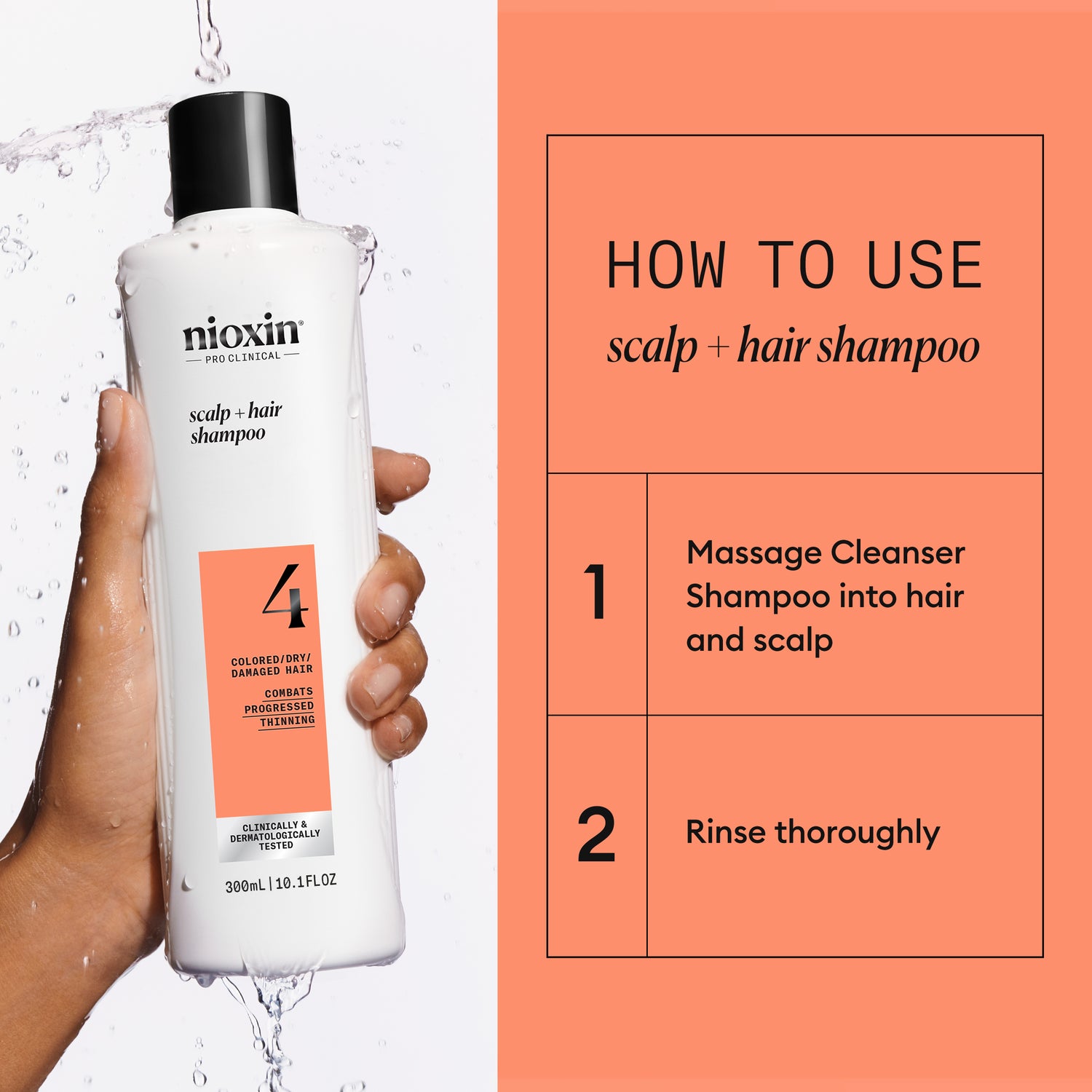 Nioxin System 4 Shampoo for Colored Thinning Hair 300 ml - Shampoo selvästi ohentuneille, värjätyille hiuksille