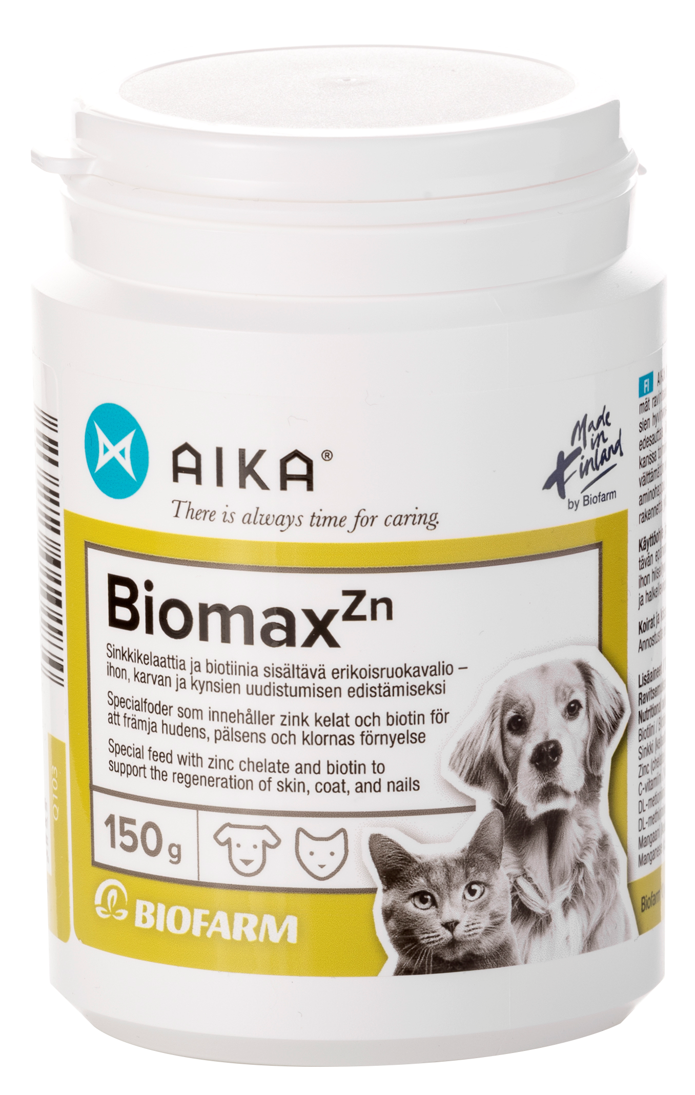 AIKA Biomax Zn 150 g - täydennysrehu koirien ja kissojen iholle ja kynsille
