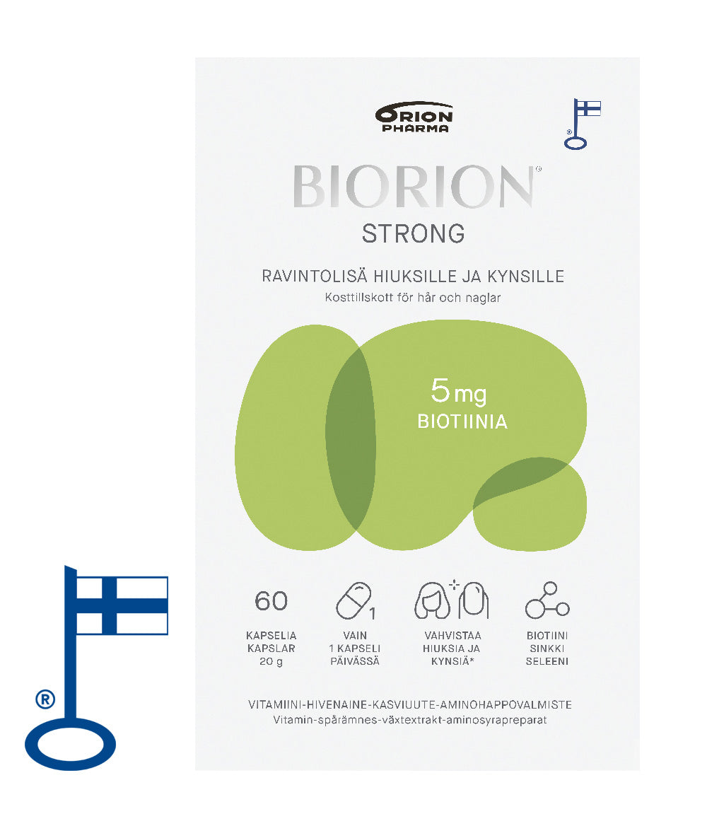 Biorion Strong 5 mg 60 kaps ravintolisä kynsille ja hiuksille