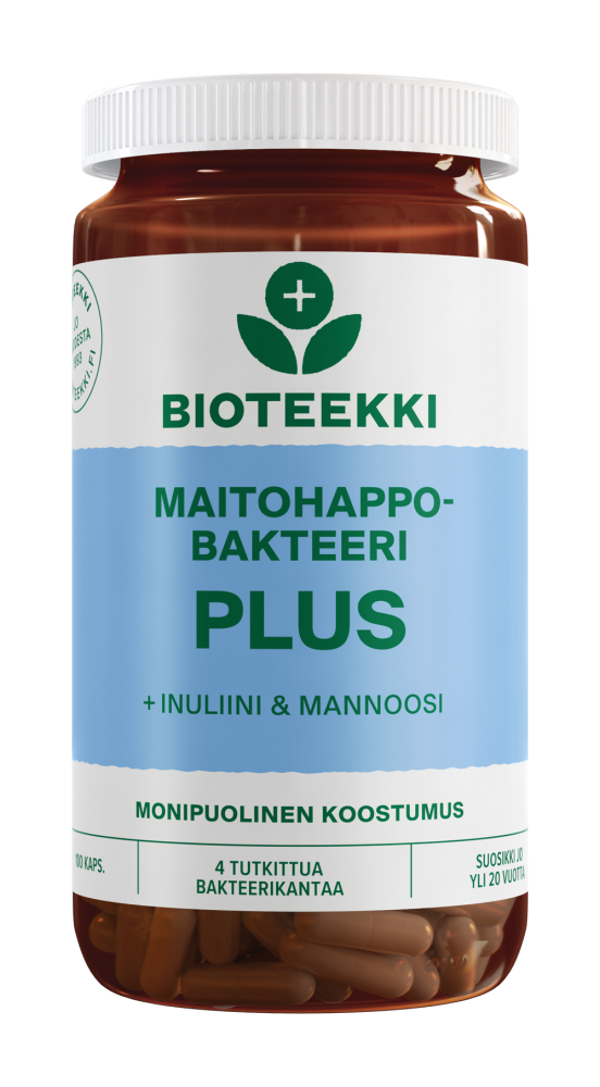 Bioteekki Maitohappobakteeri Plus kapseli 100 kpl - Apteekkiplus.fi