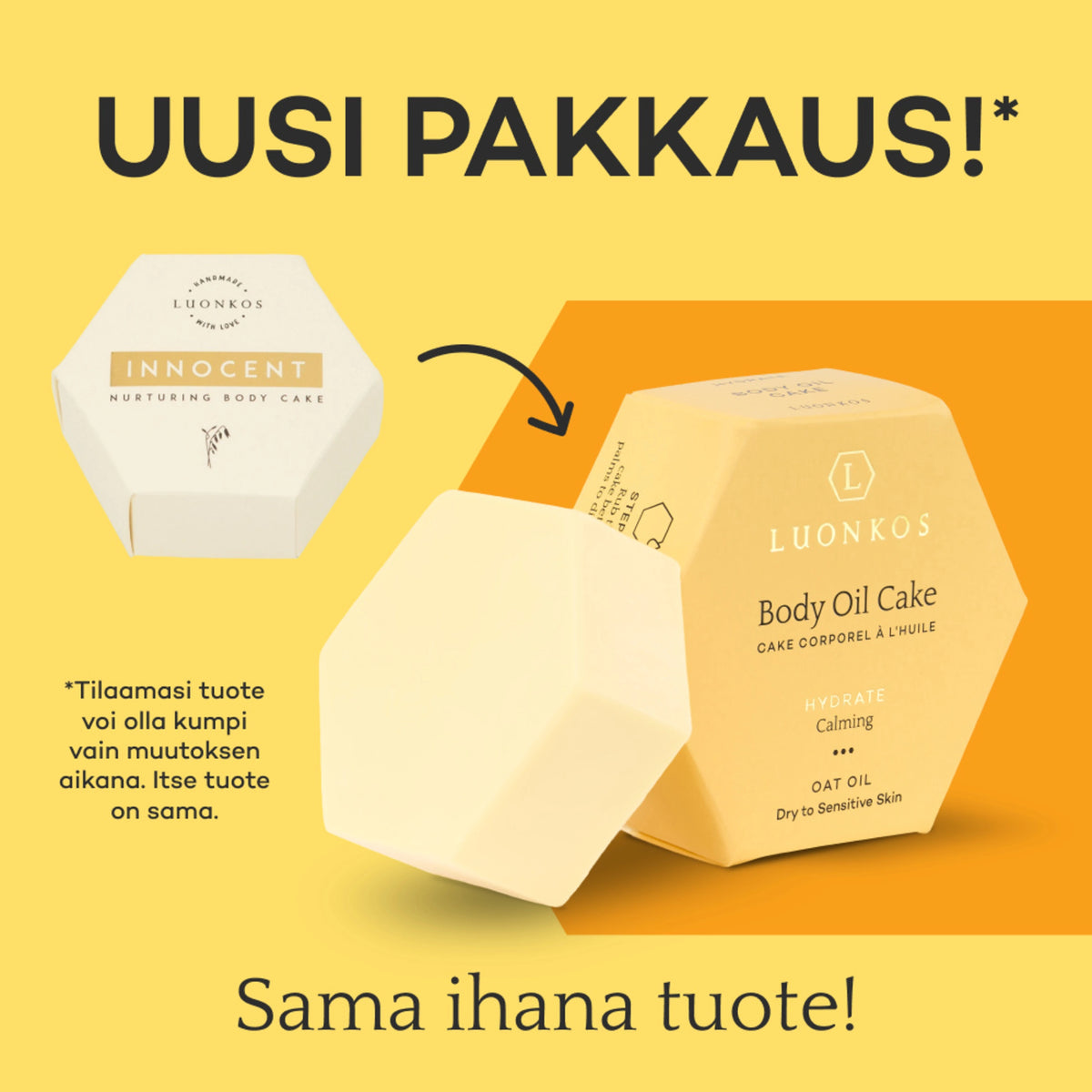 Luonkos Hydrate Body Oil Cake (Innocent) vartaloöljykakku