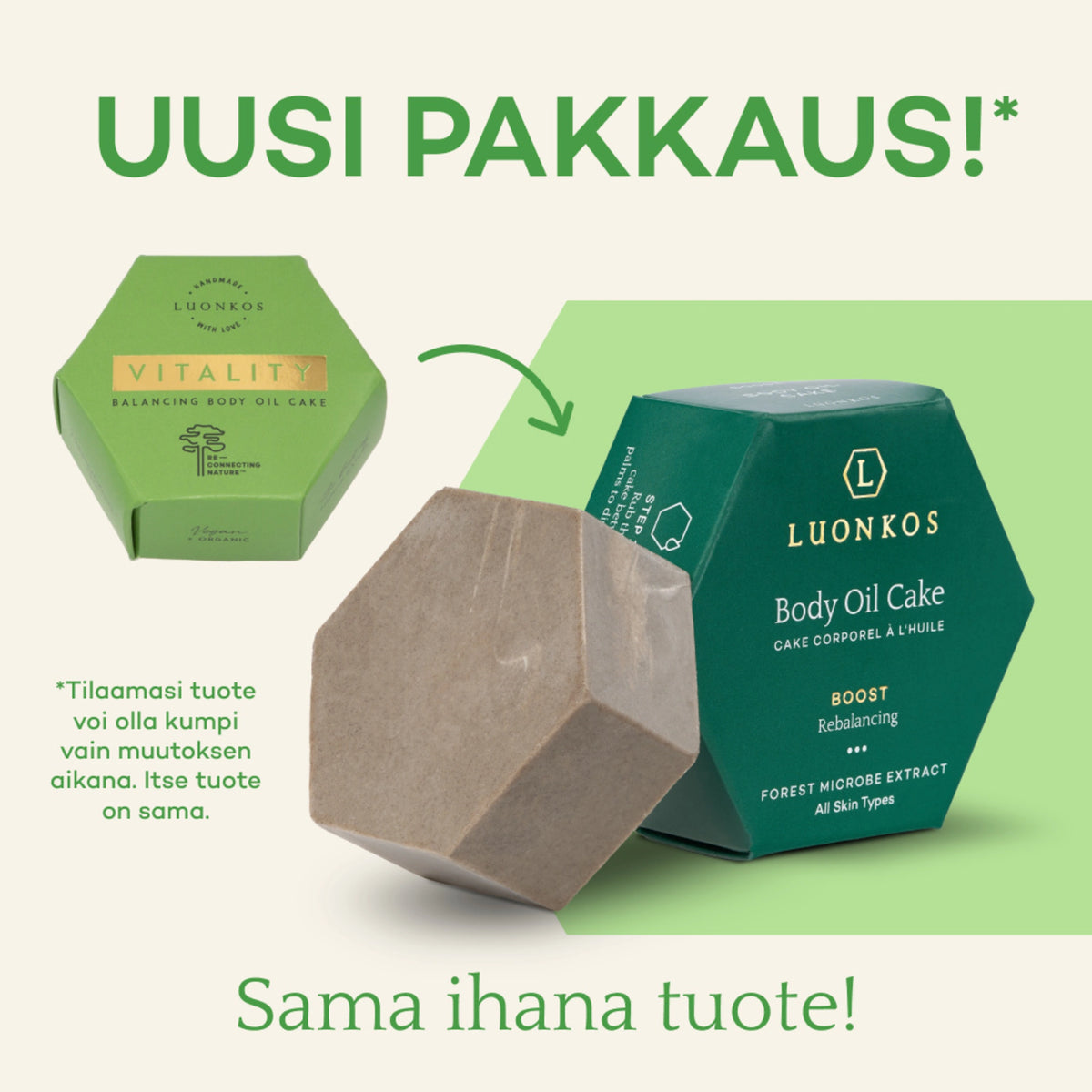 Luonkos Boost Body Oil Cake (Vitality) Vartaloöljykakku