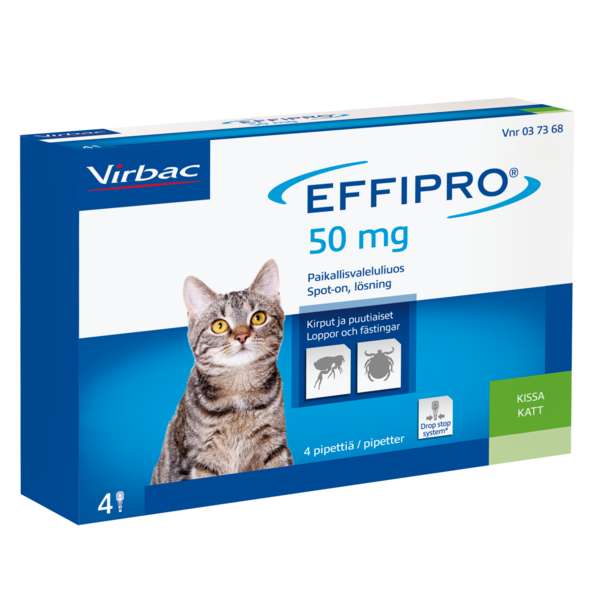 EFFIPRO 100 mg/ml liuos ulkoloisten häätöön kissoille 4 x 0,5 ml