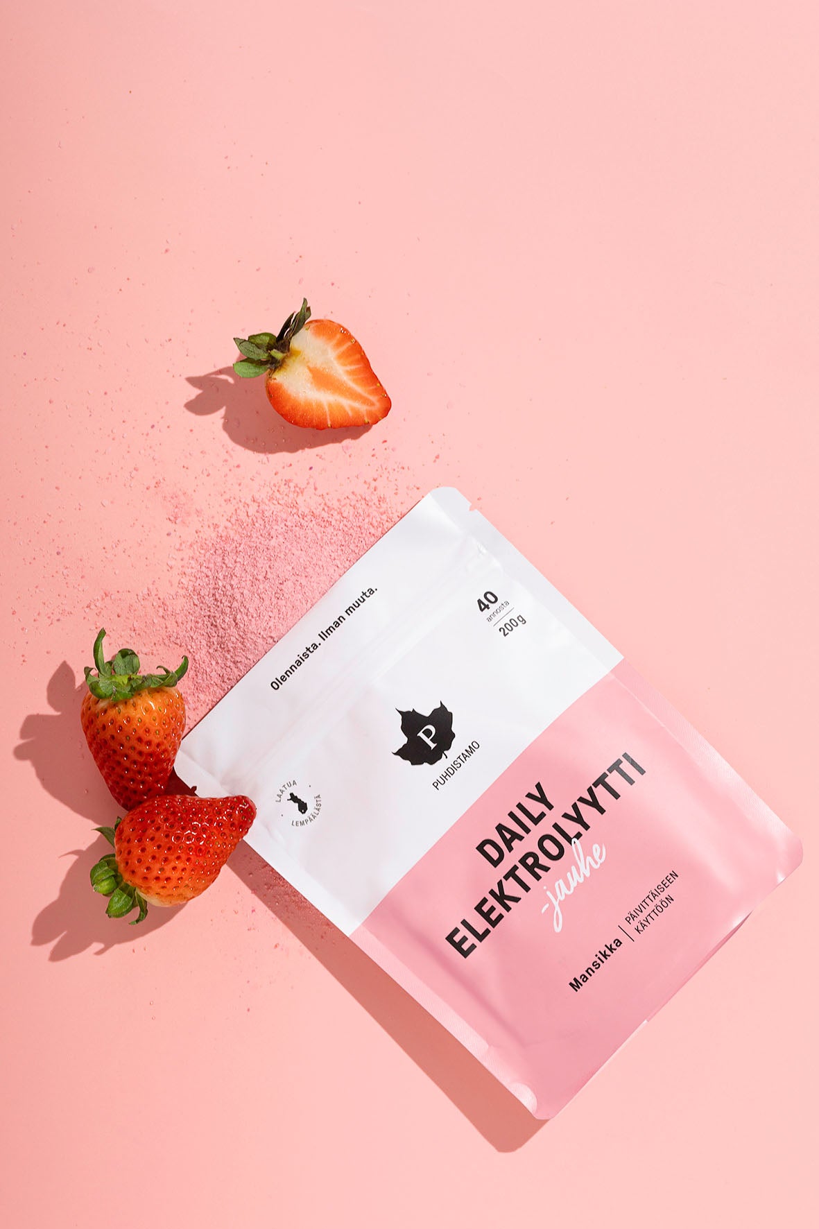 Puhdistamo Daily Elektrolyyttijauhe, Mansikka 200 g