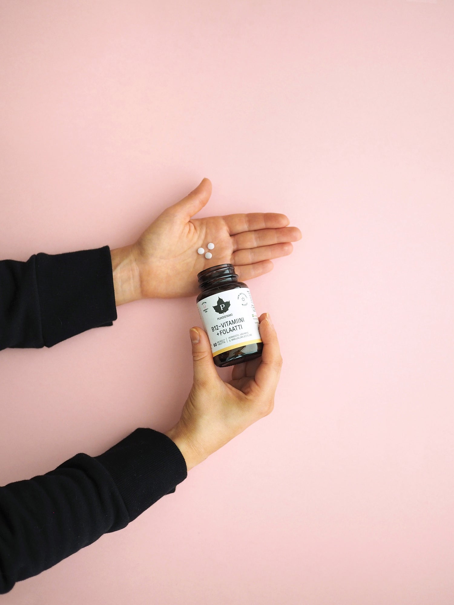 Puhdistamo B12-vitamiini + Folaatti Vadelma 60 kaps