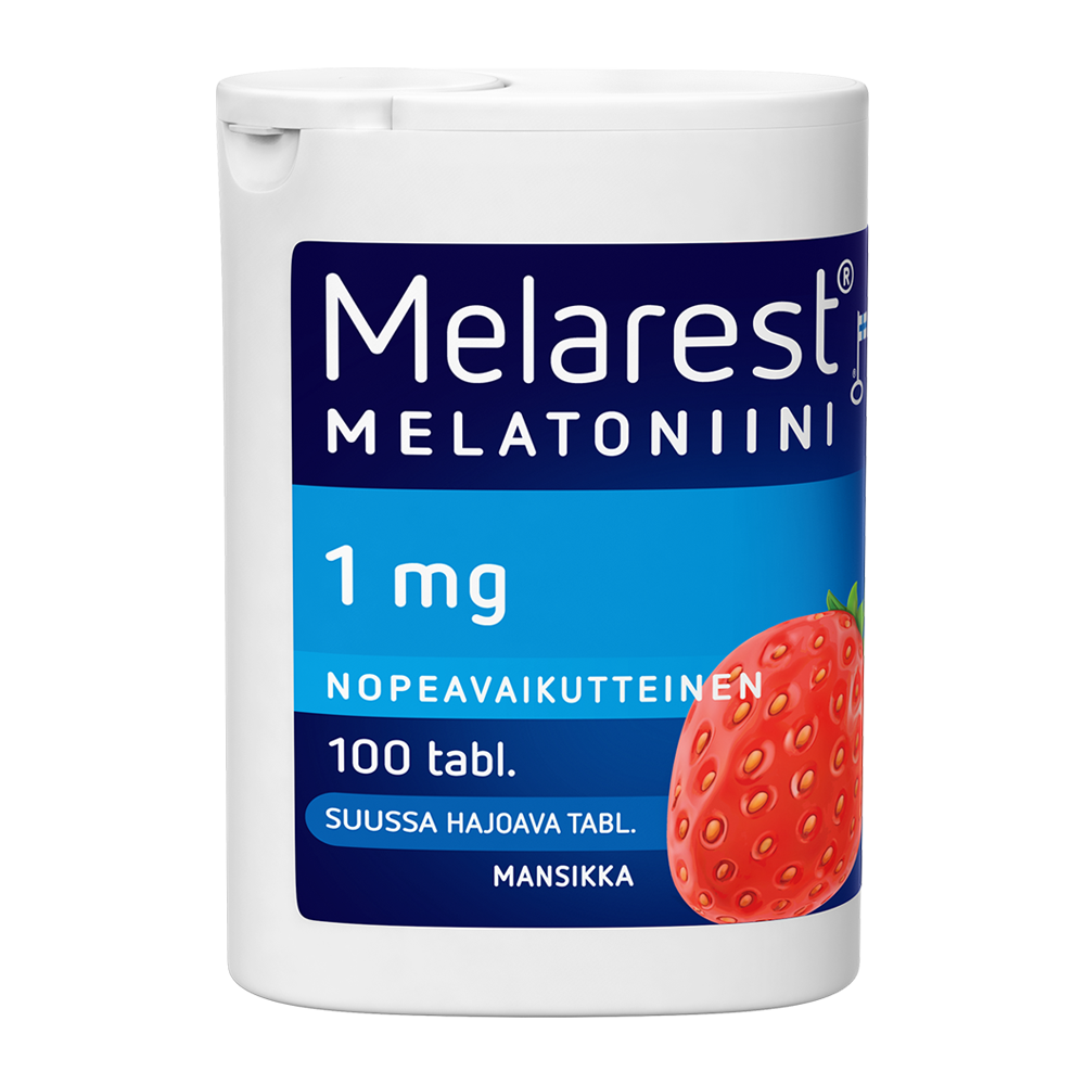 Melarest Melatoniini 1 mg Mansikka 100 kpl