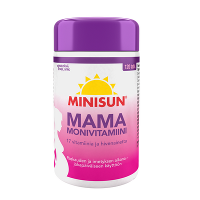 MINISUN MULTIVITAMIN MAMA 120 tabl + Minisun drops D-vitamiinitipat kaupan päälle