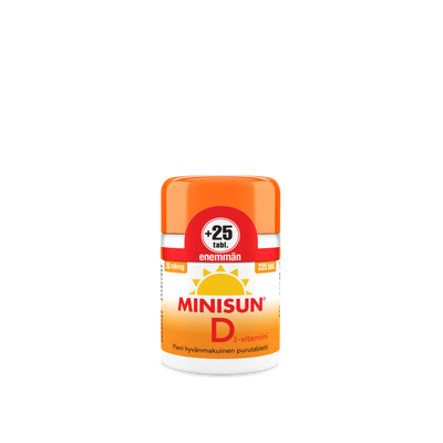 MINISUN D-VITAMIINI 20 MIKROG 200+25 tablettia BONUSPAKKAUS