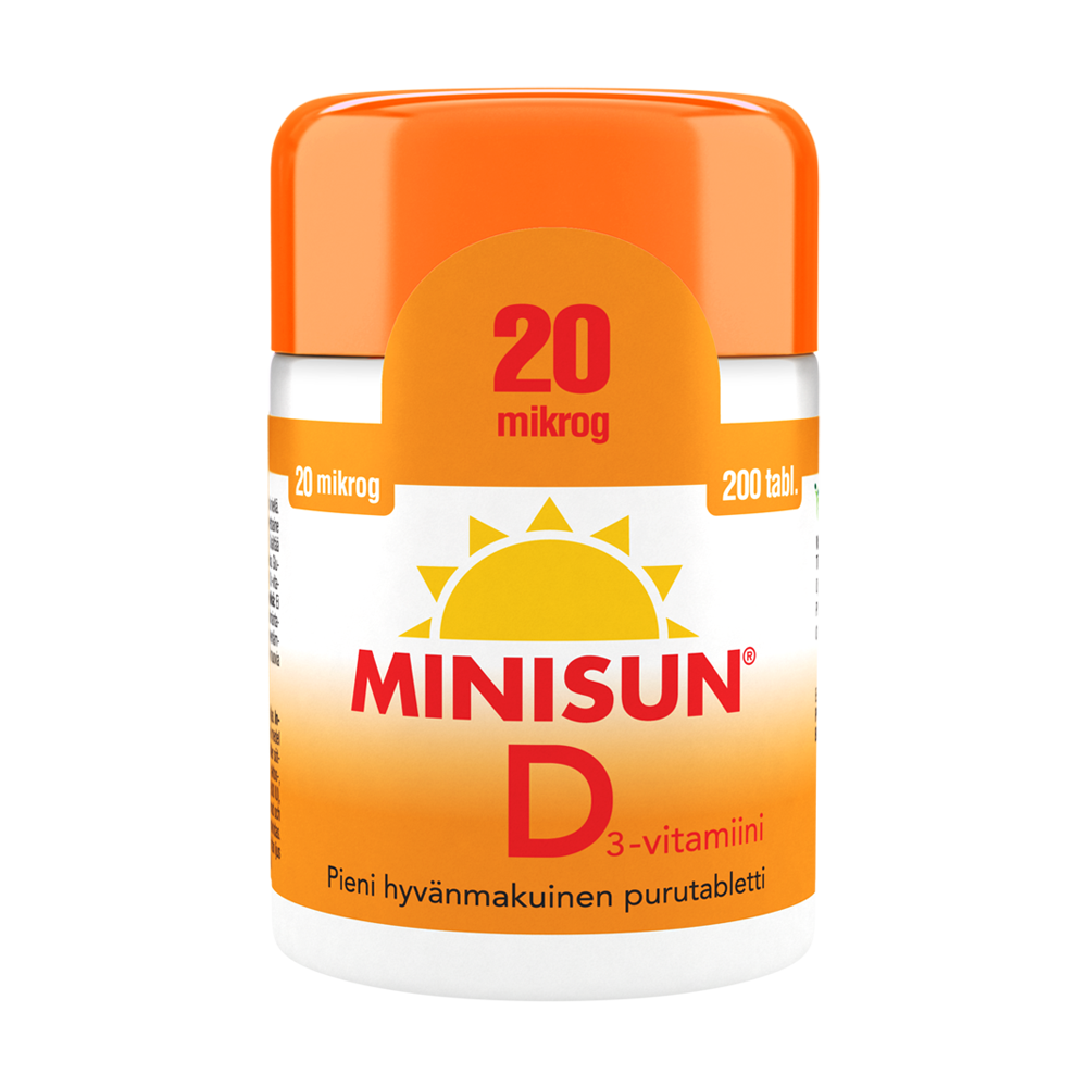 MINISUN D-VITAMIINI 20 MIKROG 200 tbl