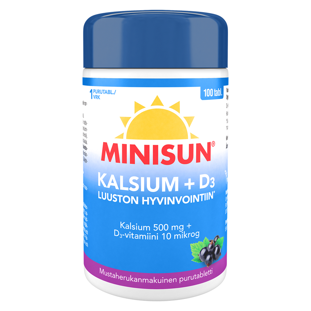 MINISUN KALSIUM + D 10 MIKROG MARJAINEN 100 tabl