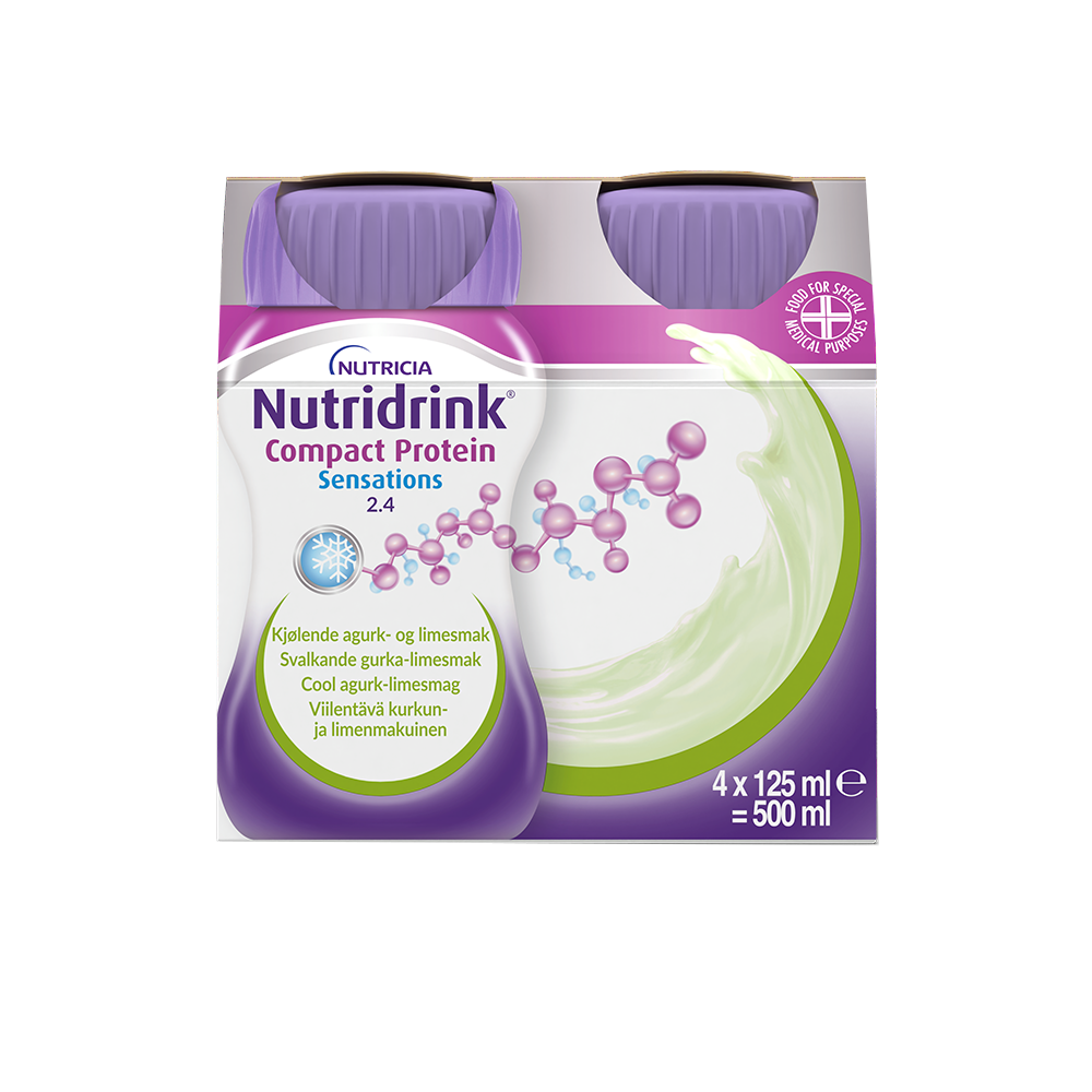 Nutridrink Compact Protein Sensations viilentävä kurkku-lime 4 x 125 ml
