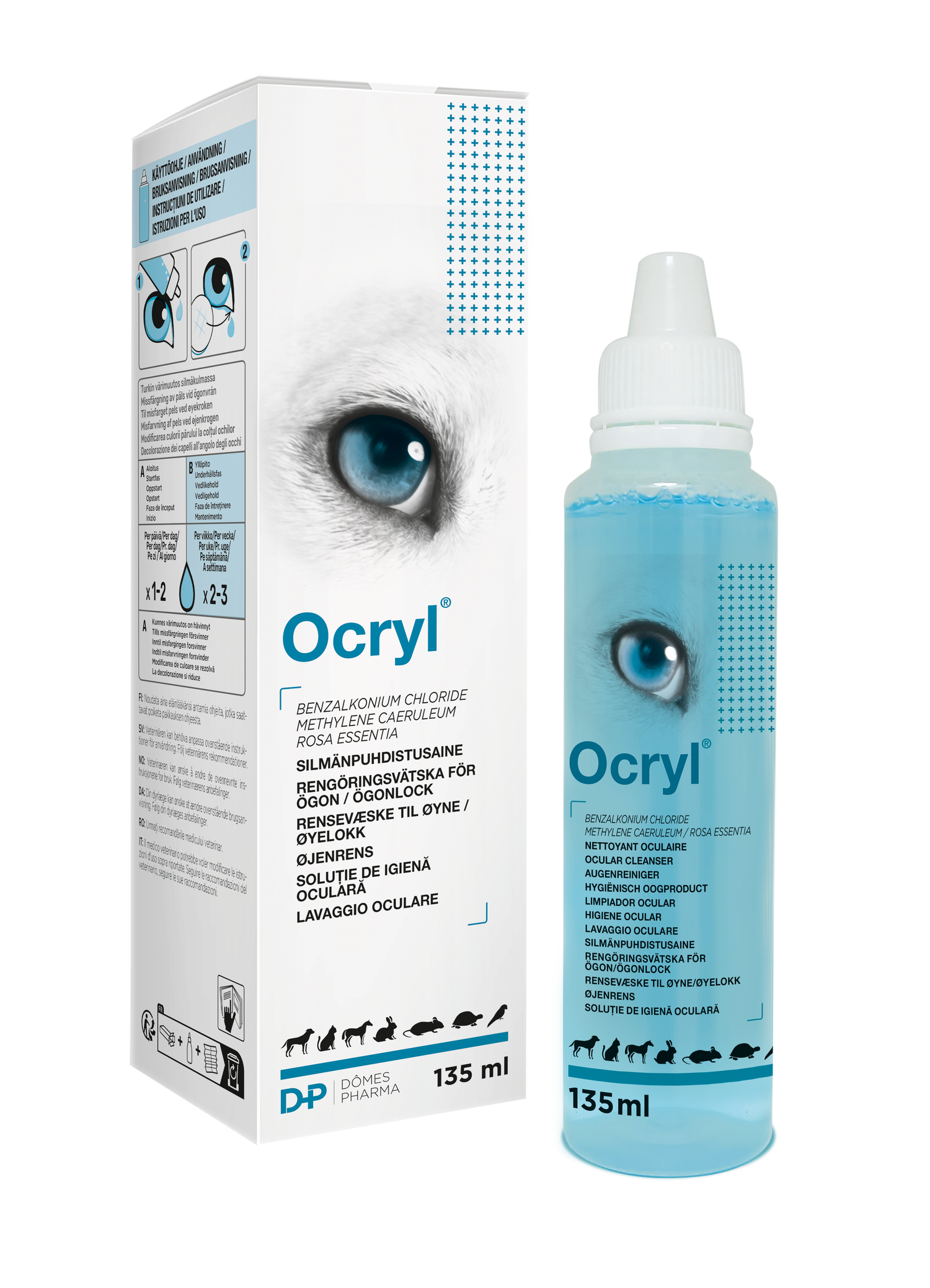 Ocryl silmänpuhdistusaine eläimille 135 ml