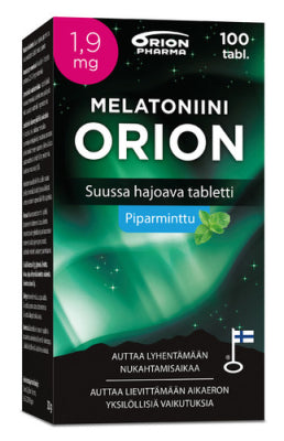 Melatoniini Orion 1,9 mg piparminttu suussa hajoava 100 tabl