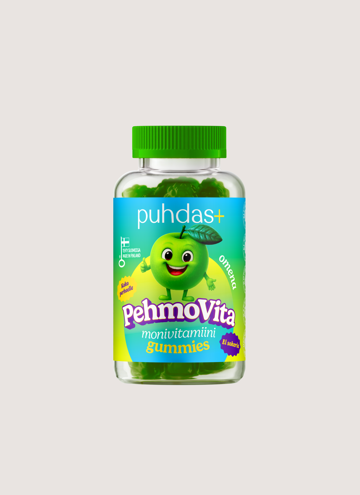 Puhdas+ PehmoVita monivitamiini Omena Gummies 75 kpl