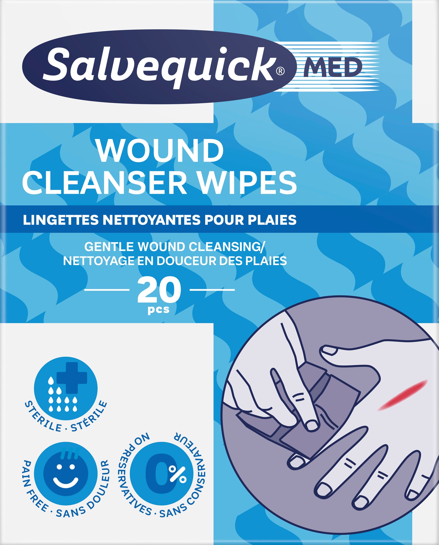 Salvequick MED Wound Cleanser Wipes 20 kpl