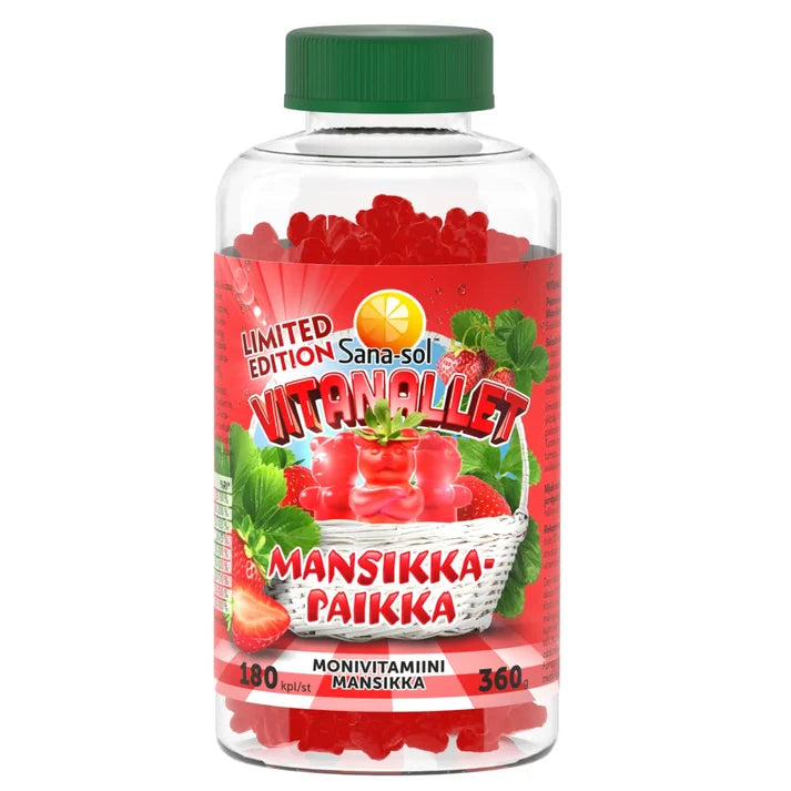 Sana-sol Vitanallet Mansikkapaikka monivitamiini 180kpl