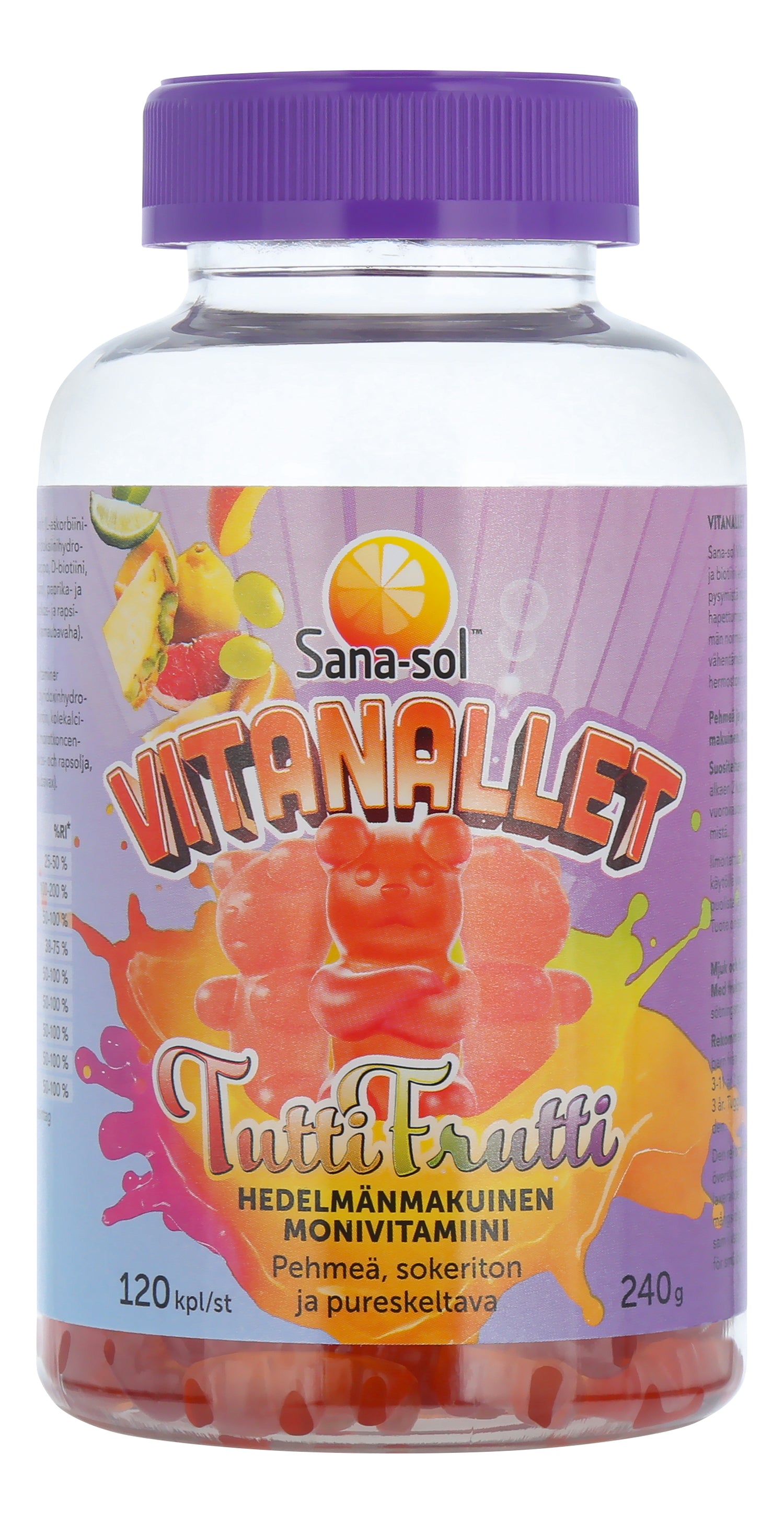 Sana-Sol Vitanallet Tuttifrutti monivitamiini 120 kpl