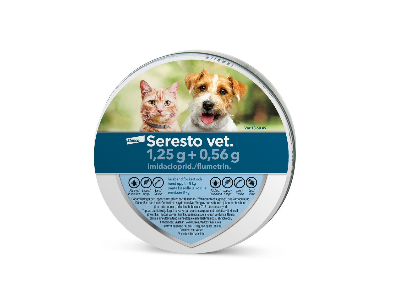 SERESTO VET KISSOILLE JA KOIRILLE ALLE 8 KG - 1,25+0,56 g